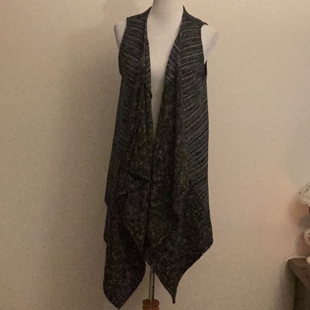 Sanctuary Black Open Front Sweater Vest Size Small